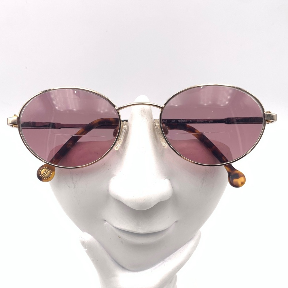 Vintage ESQ Gold Gunmetal Oval Sunglasses Frames Q - 705